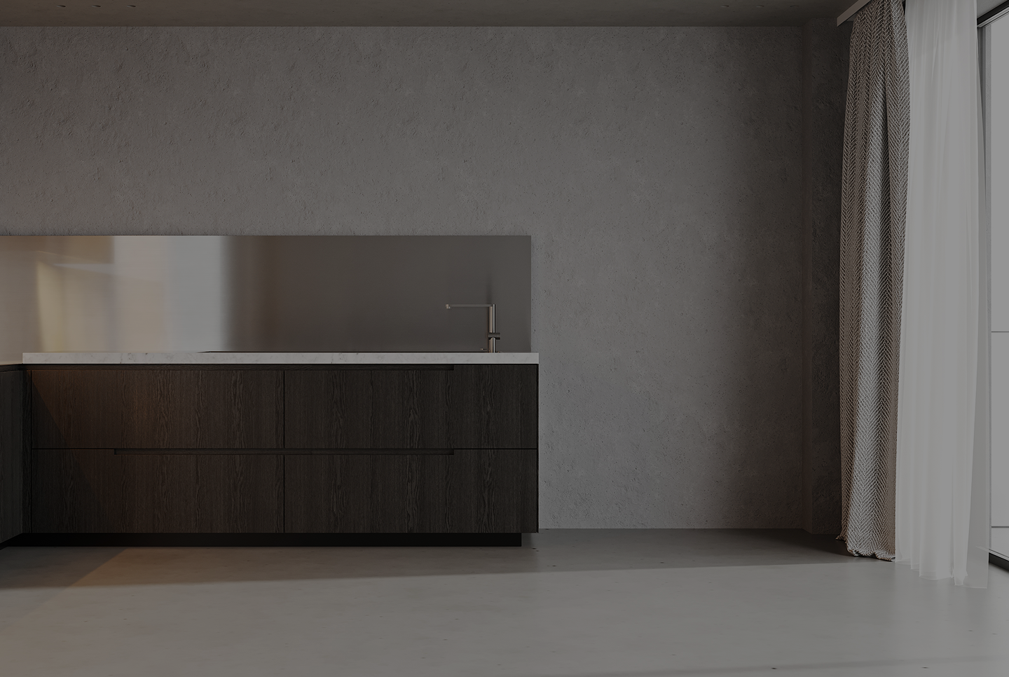 Modern kitchen with granite countertops